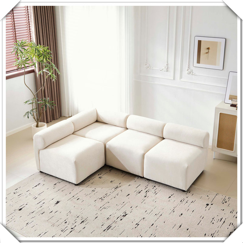 Canapé modulaire en chenille 4 pièces en L 4 pièces pour le salon, 4, H 27 po x l 57 po x P 83 po