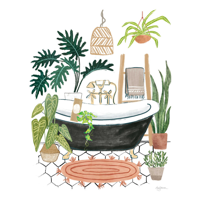 Urban Jungle Bathing II - peinture sur toile tendue, H 24 po x l 18 po