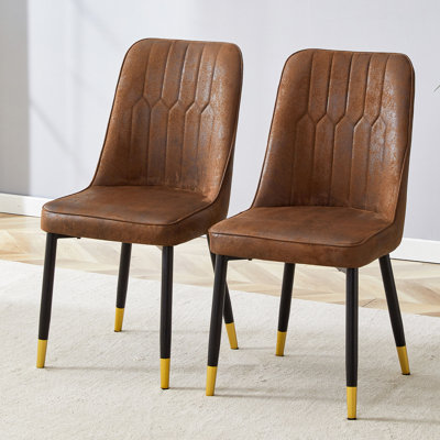 Velvet Upholstered Dining Chair Set with Metal Legs，Upholstered Back