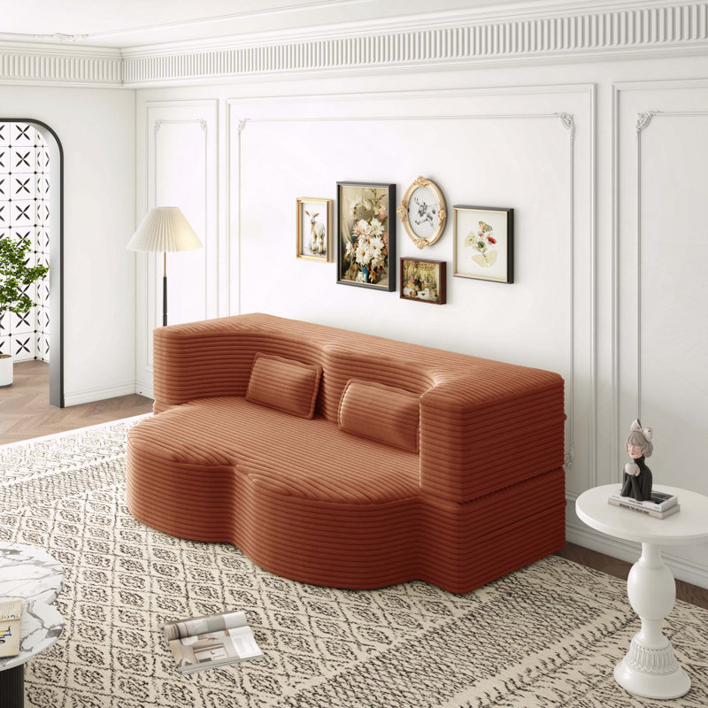 Coussins de lit convertible en velours Corduroy, H 30 po x l 78 po x P 45 po, Velours côtelé rose