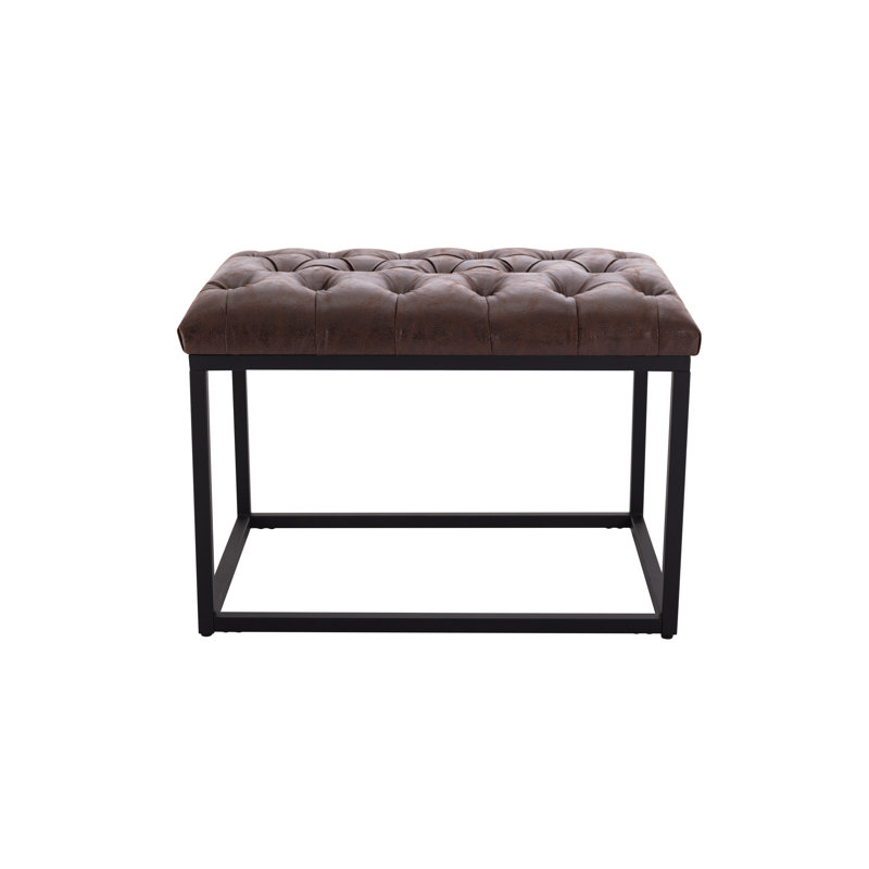 Repose-pieds capitonné en métal 24 po Winston, Simili cuir brun foncé