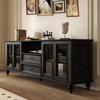 American retro solid wood storage TV cabinet