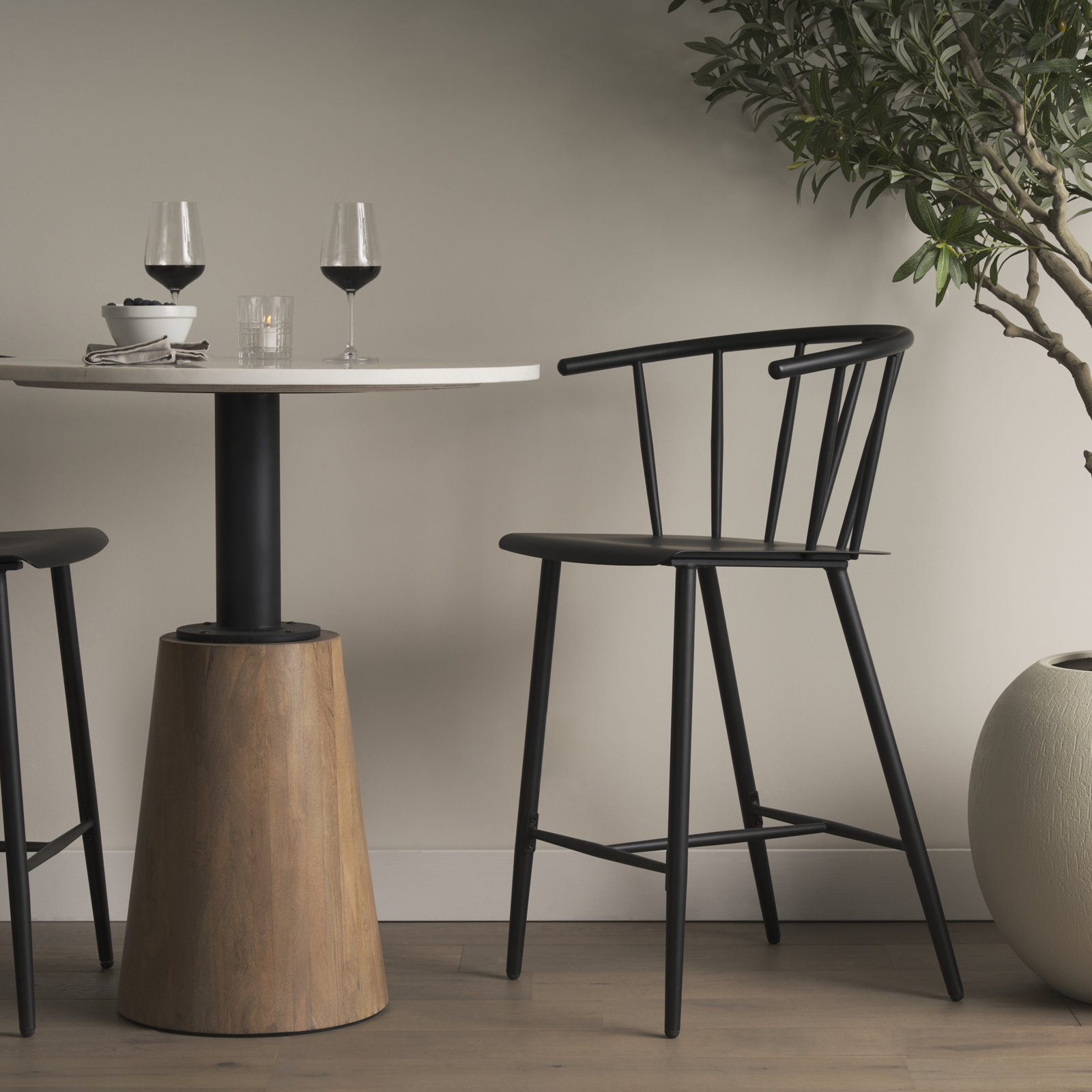 Loriana 21.3'' L 21.3'' W Black Metal Stool, Counter Stool
