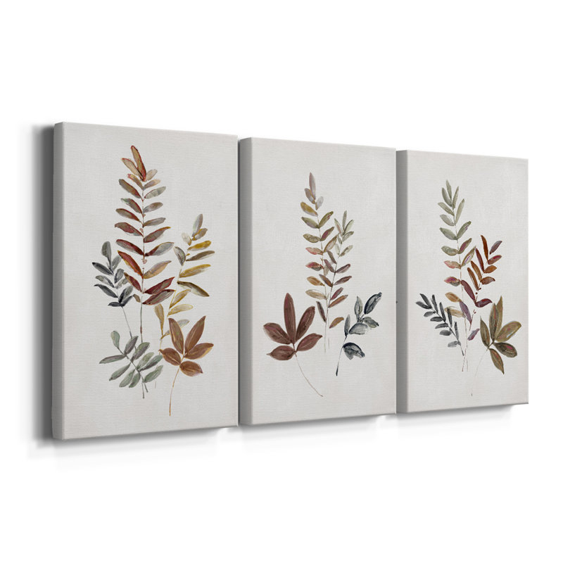 Feuilles d'automne I - Toile tendue avec châssis sur mesure - 3 pièces, H 60 po x l 120 po