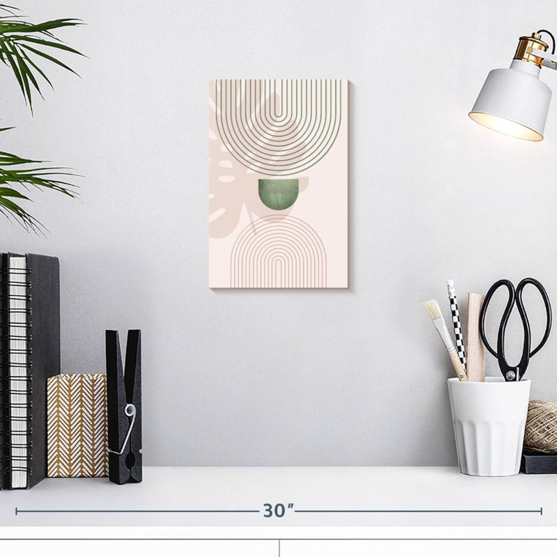 Avery rose vert Mid-Century botanique I, H 12 po x l 8 po