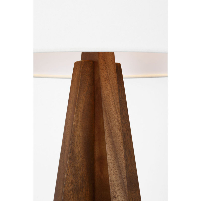 Crue 34" Table Lamp with Linen Shade, Natural Walnut
