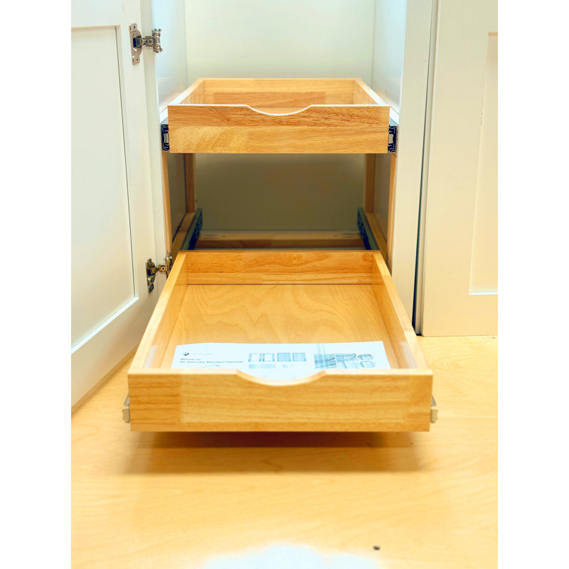 Slide-out Shelf Soft Close Rails Double Layer Organizer No Assembly Required, 14" H x 18" W x 20"D