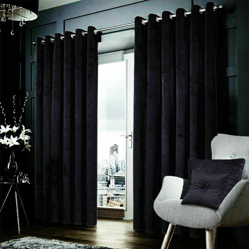 Anali Velvet Blackout Curtain Pair, 116.84 x 228.6 cm, Black