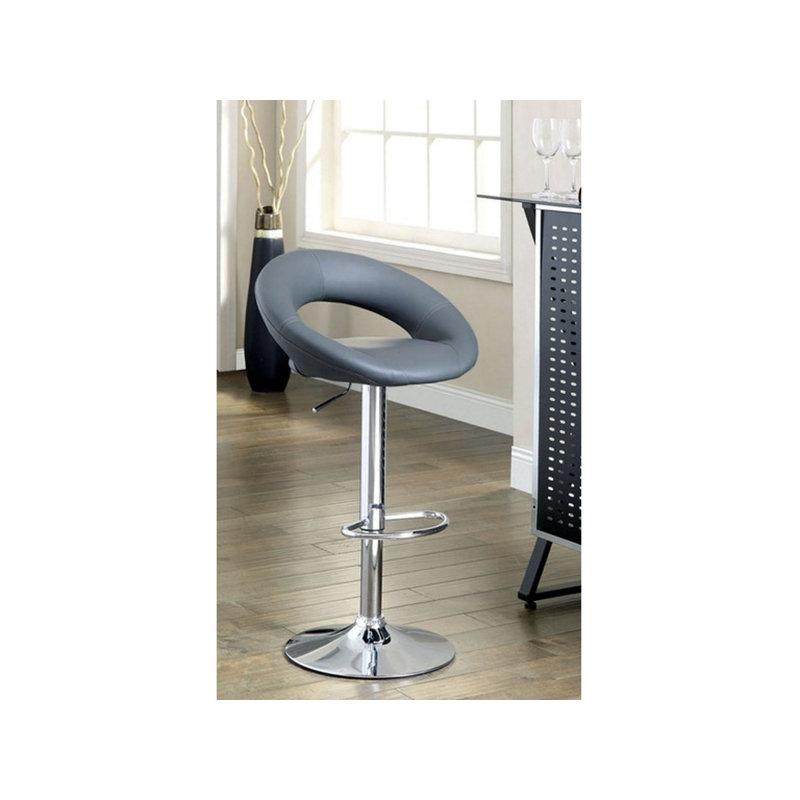 Swivel Upholstered Adjustable Height Counter Stool with Metal Frame, Black