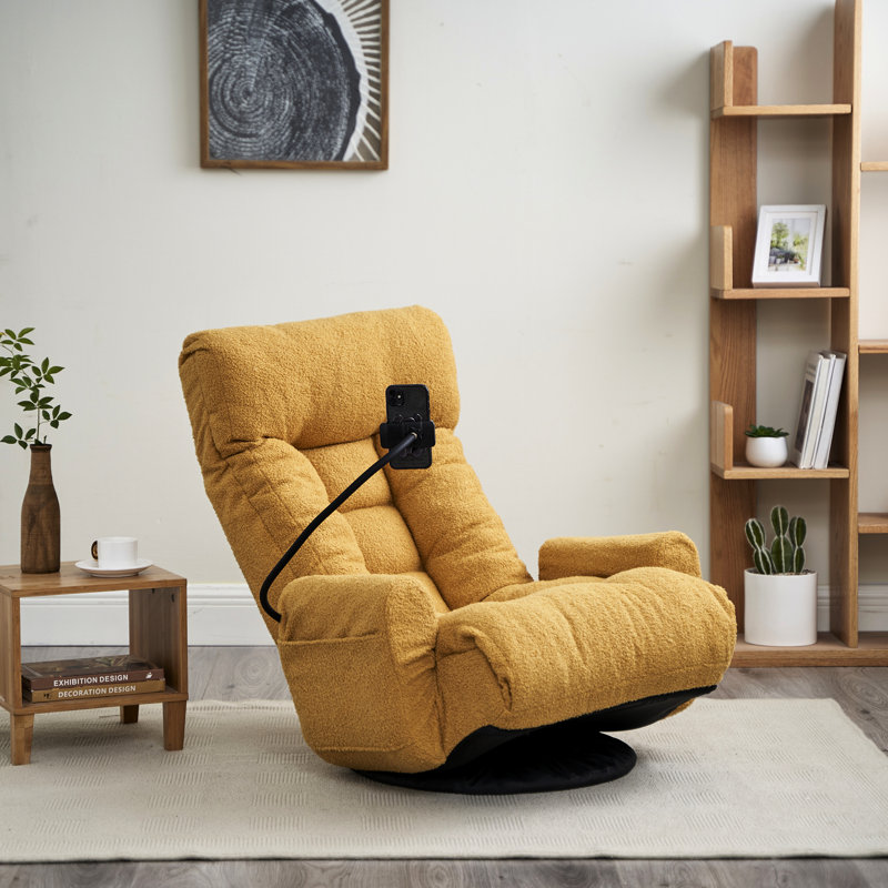 Chaise longue en métal jaune avec tête et taille réglables, confort d'assise long, chaise rotative rotative à 360 degrés et métal, housse de revêtement de siège