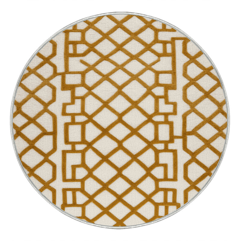 Tapis beige en treillis lavable à la machine, Round 6'