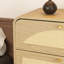 Commode 8 tiroirs avec façade en rotin, commode à panneaux de particules larges, armoire de rangement moderne en bois pour le salon de la chambre à coucher-1456212027