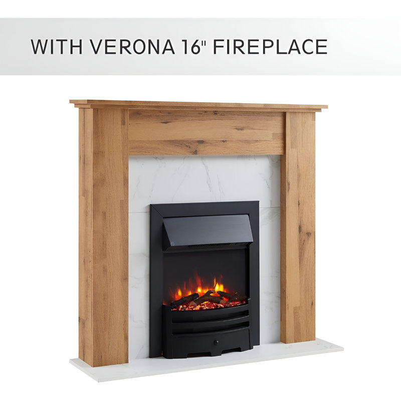 FLAMEKO Mantel Surround for Verona Insert Suitable for all 16" Electric Fireplace Inserts, Dark Bronx Oak & Black