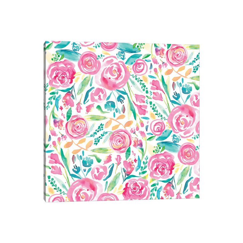 Spring Roses Pastel by Ninola Design - Wrapped Canvas Painting, 45.72 cm H x 45.72 cm W