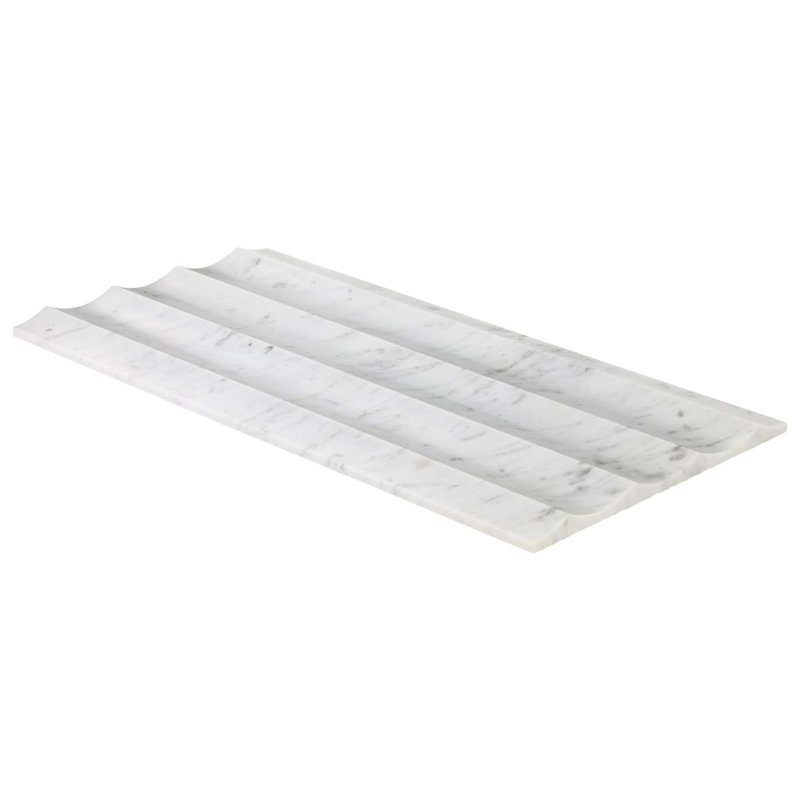 Stonework Carrara White 12x24 Marble Tile, Fluted 3D Honed