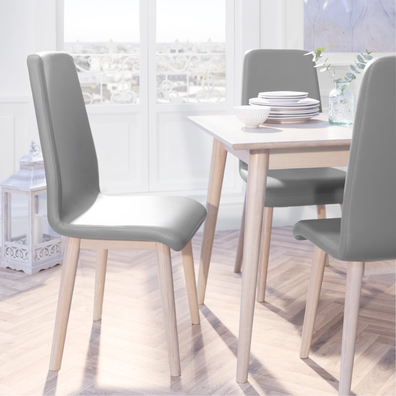Dermott 47cm H Upholstered Side Chair, Grey, Light Oak
