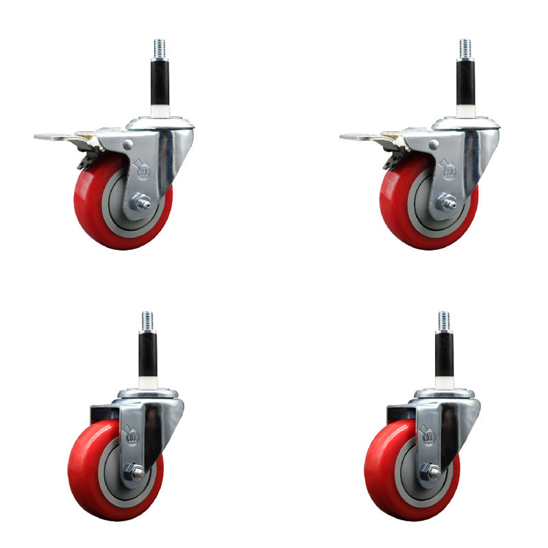 Ensemble de roulettes extensibles en poly 3,5 pouces 7/8 pouces pivotantes 3,5 pouces, Marron