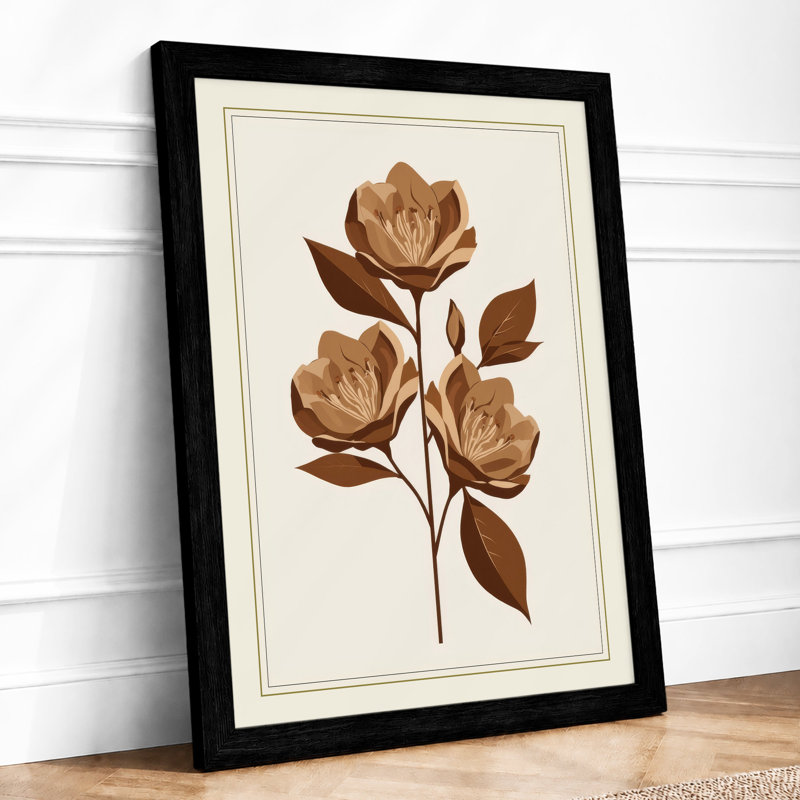 Threefold Bloom Botanical - Framed Print, Black, A4 - 29.7 x 21.0 cm