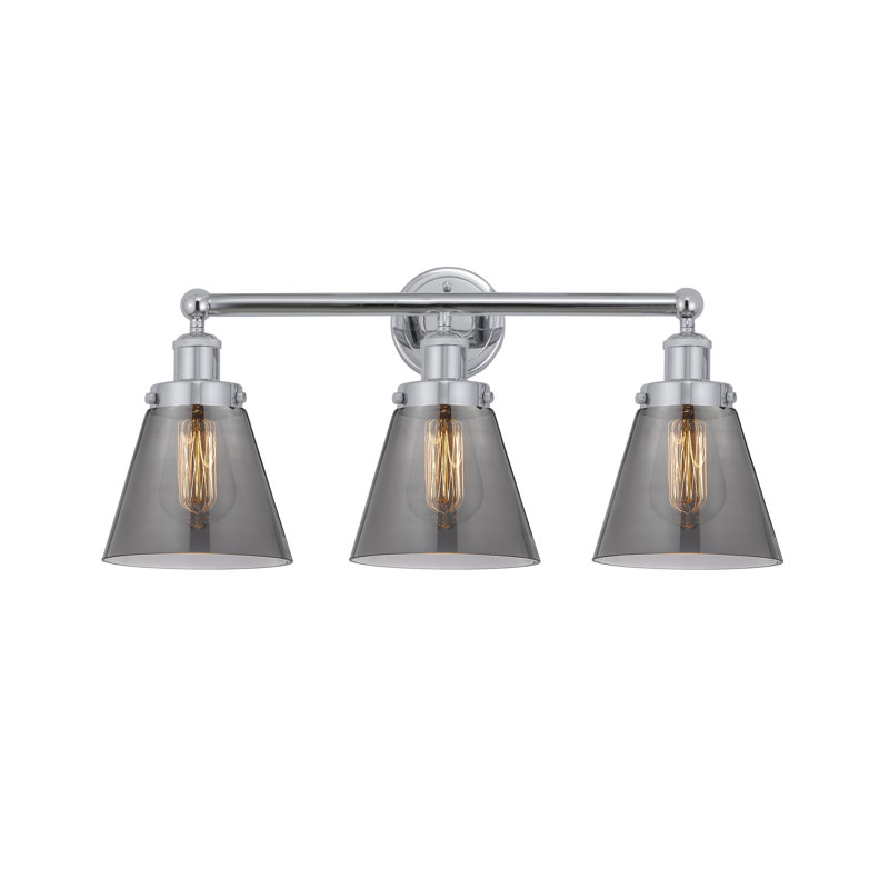 Éclairage de meuble-lavabo à 3 lumières à intensité variable Annamary, Plaqué couleur fumée, Chrome poli