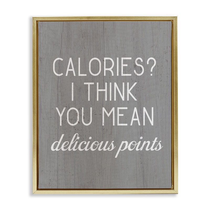 "Calories Deliciers", art mural encadré par Daphne Polselli, Cadre flottant métallique doré, H 21 po x l 17 po