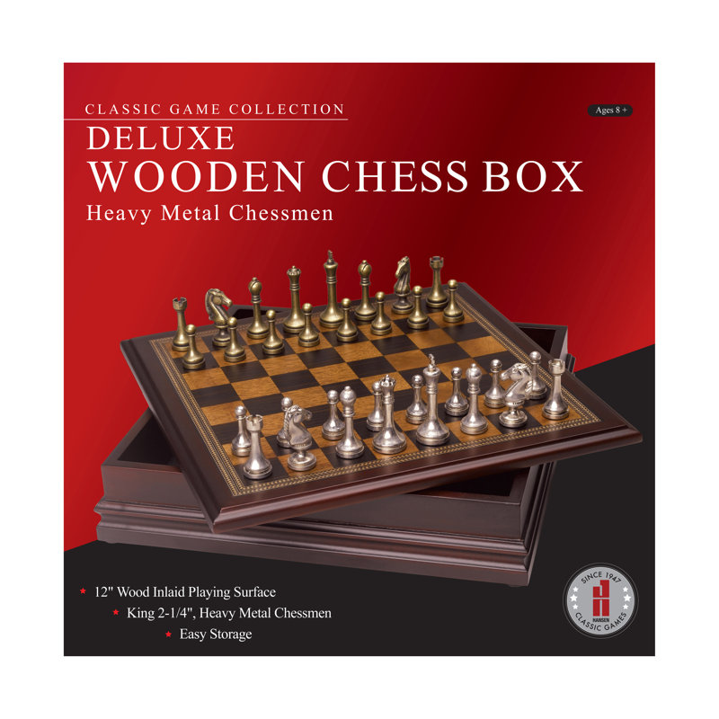 Boîte d'échecs en bois de luxe avec échecs