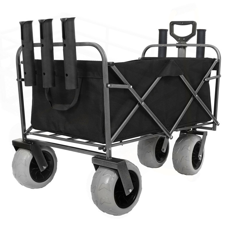 Chariot tout-terrain de pêche et de plage avec porte-cannes, capacité de 500 lb