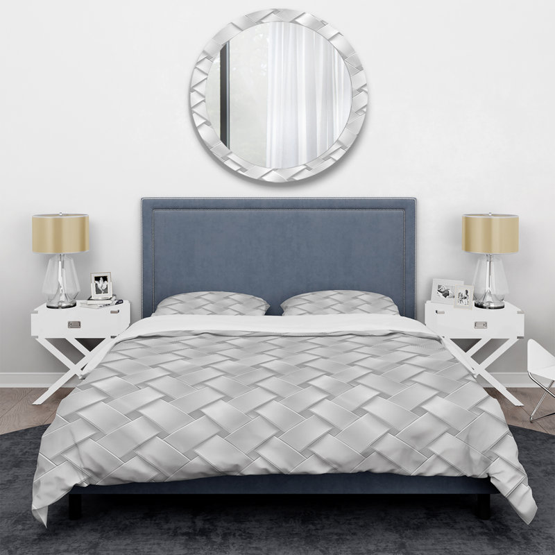 Ensemble de housse de couette gris moderne, Housse de couette pour grand lit et 2 taies décor