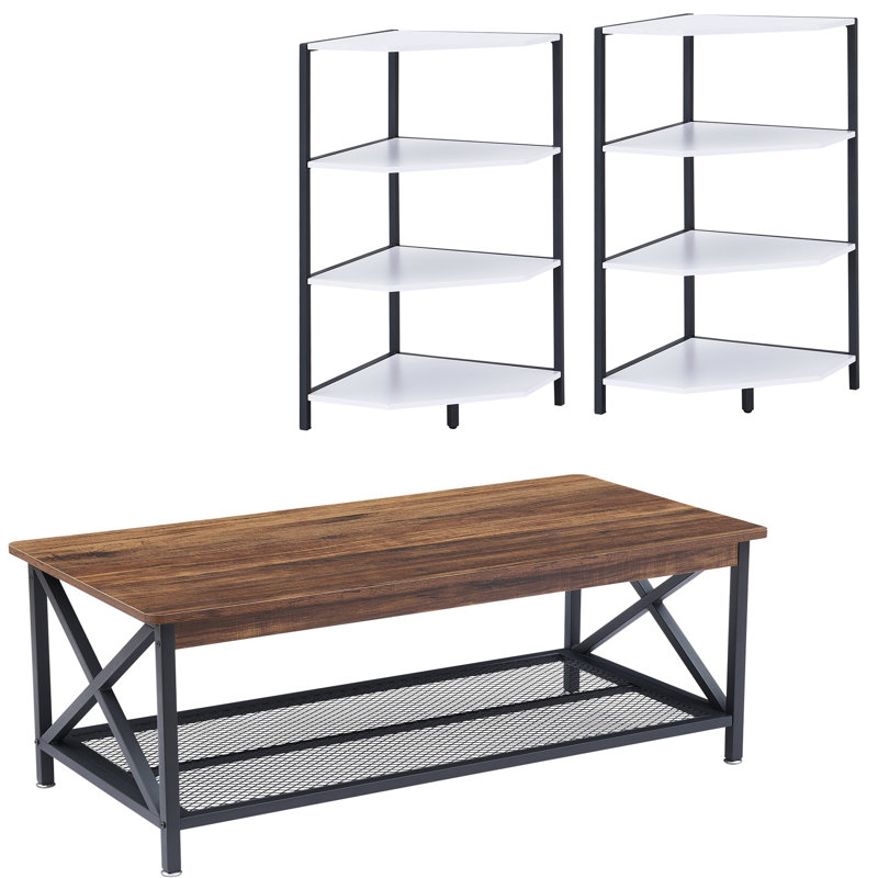 Ensemble de tables basses 3 pièces Kempst, Blanc