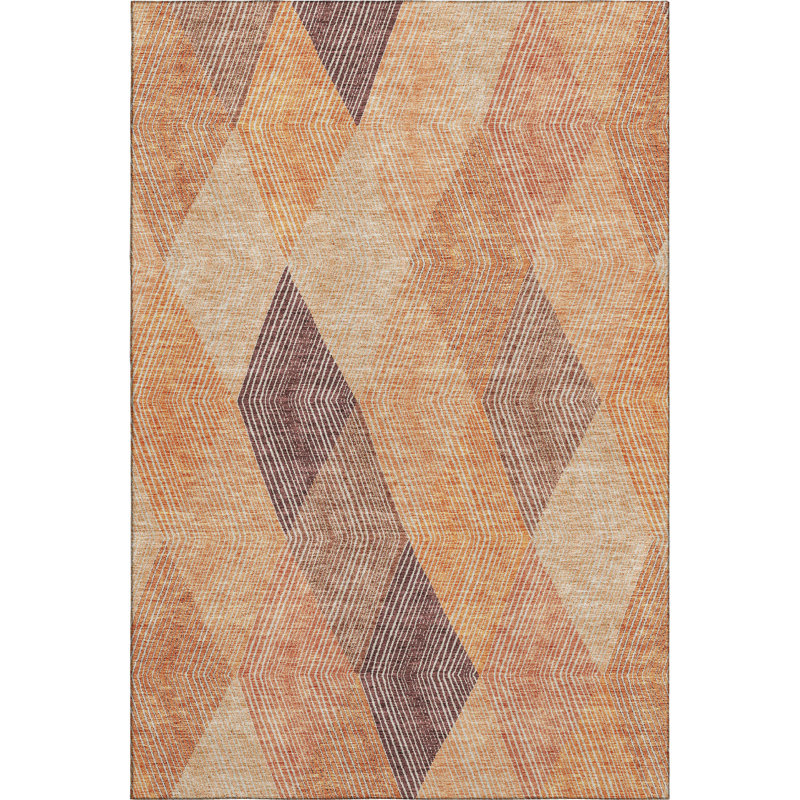 Premium Machine Washable Prisco Orange Rug, Rectangle 10' x 14'