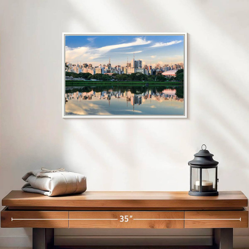 Horizon du parc d'Ibirapuera, Cadre flottant blanc, 19 po x 13 po