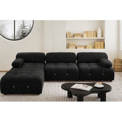 Canapé modulaire rembourré 3 places avec repose-pieds, velours moelleux, dossier détachable et accoudoirs Mario Bellini
