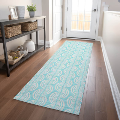 Tapis bleu sarcelle lavable intérieur / extérieur Darya 