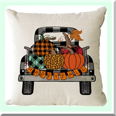 Autumn Harvest Pillow Covers - Set of 4 Plaid Pumpkin Gnomes Sunflower Outdoor Throw Pillows for Thanksgiving Farmhouse Decor