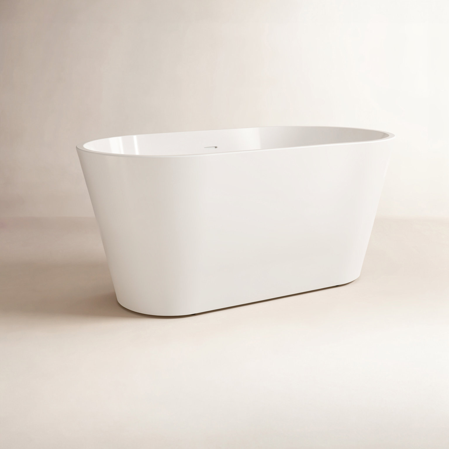 Iris 54" Freestanding Soaking Acrylic Bathtub, White/Integrated Overflow