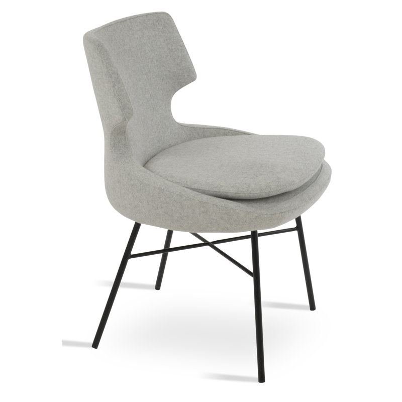 Patara Cross Side Chair, Silver Wool