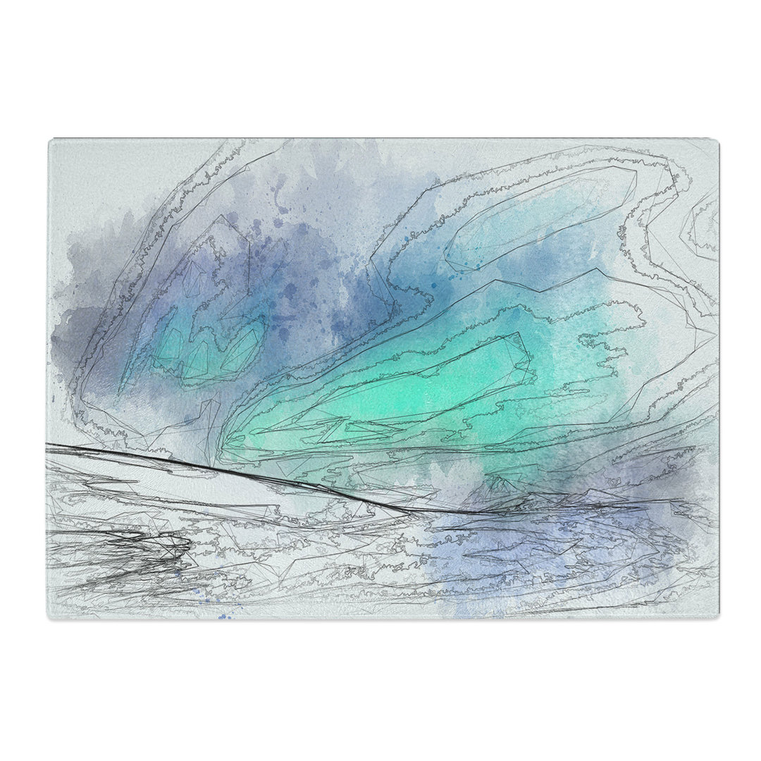 Tempered Glass Aurora Borealis in Iceland Sketch Chopping Board