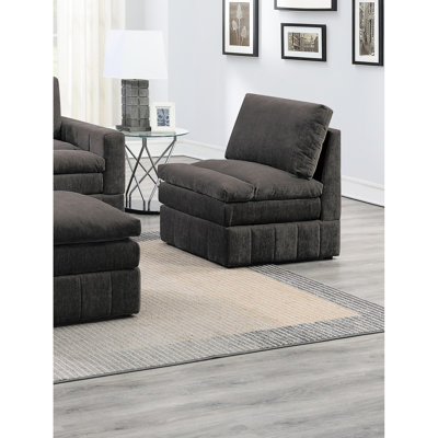 Modulaire contemporain 5 pièces modulaire - suède, siège à plateau-coussin, 2 fauteuils à accoudoir droit / gauche, 1 chaise sans accoudoirs Modern Joyful: 1 x, tissu en suède de vison