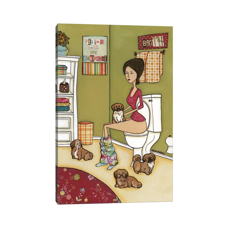 Peeing With Pekingese by Jamie Morath - Wrapped Canvas Print, 101.6 cm H x 66.04 cm W x 1.91 cm D
