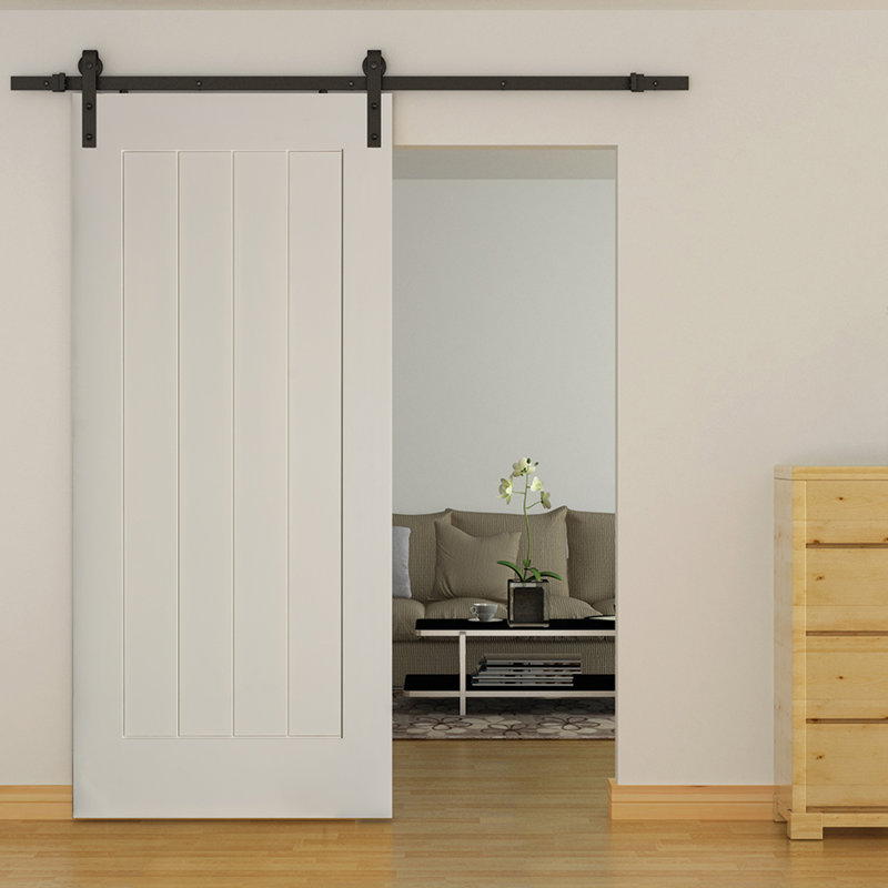Black Solid Core Z-Brace Barn Door with Flat Track