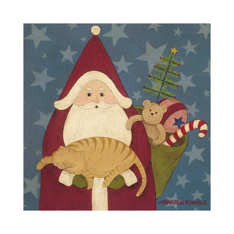 Père Noël - reproduction d'art murale - toile encadrée, Toile tendue, Ne s’applique pas, H 18 po x l 18 po
