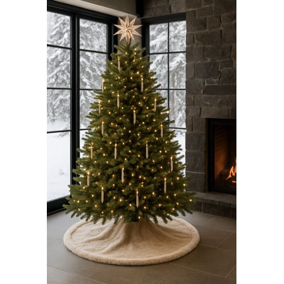 Cozy Christmas Tree Rug, 4.9 ft x 4.9 ft, Grey | 100% Polyester, Machine Washable at 68°F | Includes 8 Decorative Ribbons | Perfect for Holiday Decor & Festive Atmosphere, Durable & Stylish Design