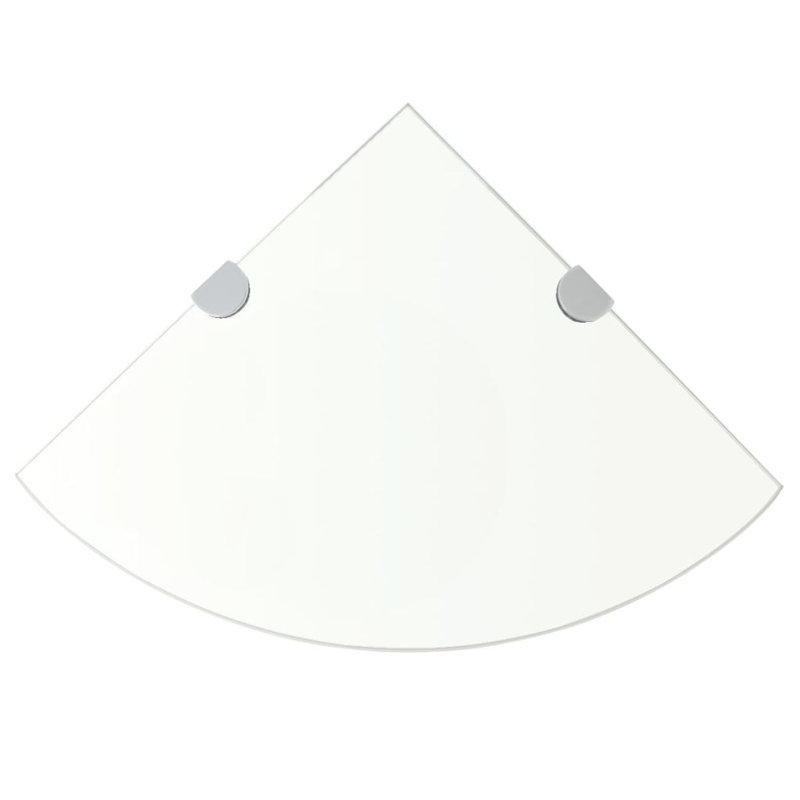 Brylee Glass Corner Shelf, Clear, 0.8cm H x 35cm W x 35cm D