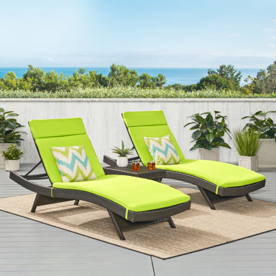 Ardoin Sun Reclining Chaise Lounge with Cushion and Table by Brayden Studio