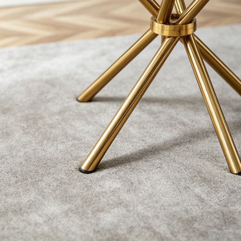 Round clear glass dining table, Gold