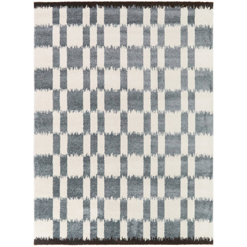 Tapis ikat bleu / brun Noland, 5 pi 3 po x 7 pi