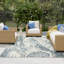 Floral Indoor/Outdoor Ivory Blue Area Rug-172148522