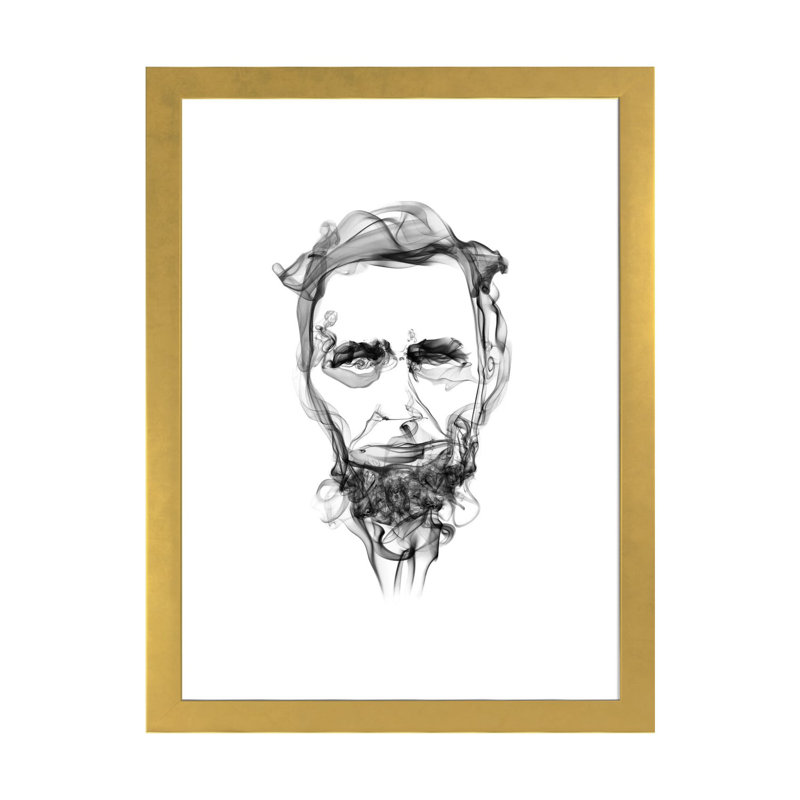 «Abraham Lincoln», reproduction, H 32 po x l 24 po x P 1 po, Papier beaux-arts encadré doré