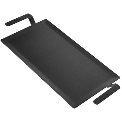 Carbon Steel Griddle 20x10 in Flat Top Pre-Seasoned Plate with Handle, Ideal for BBQ, Eggs, Burgers, Non-Stick, Portable Rectangular Cookware with Meat Press, Suitable for Outdoor Gas Grill/Stove, Induction