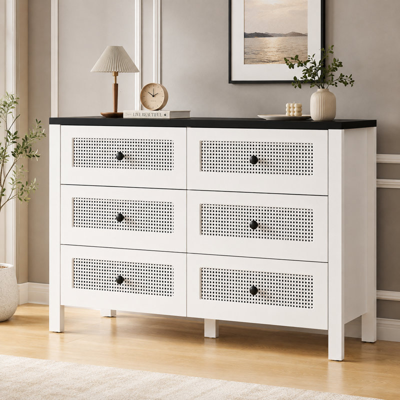 47" 6 Drawer Dresser - Chest of Drawers for Bedroom, Tall Storage Dresser