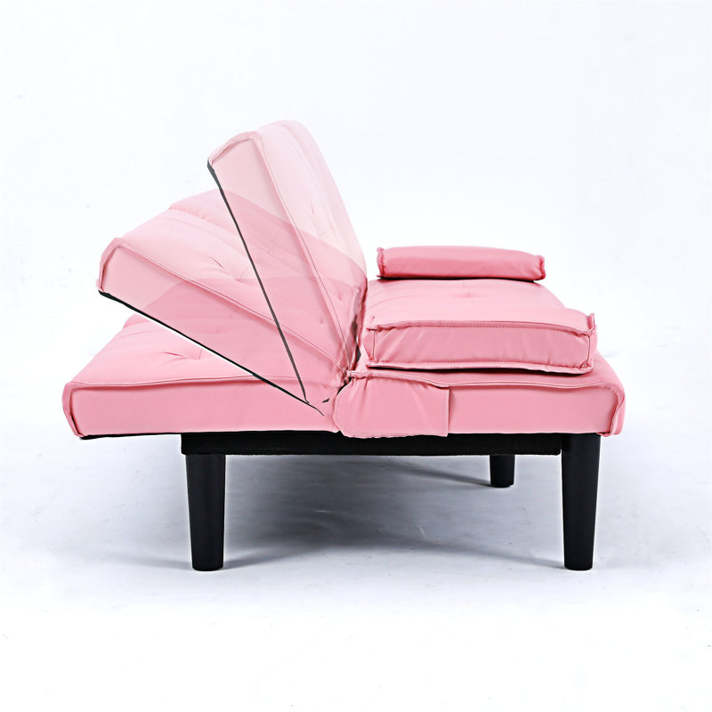 Canapé-lit avec porte-gobelet, PVC rose